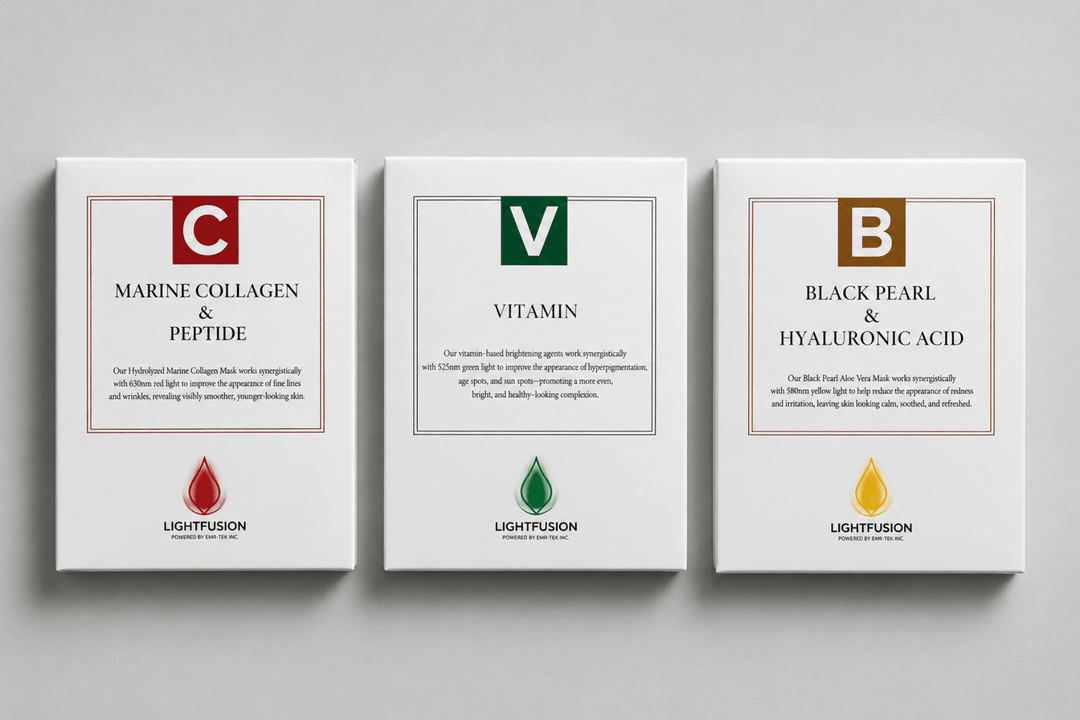LightFusion Complete Sheet Mask Bundle – Green • Red • Yellow - USA ONLY - | EMR-TEK