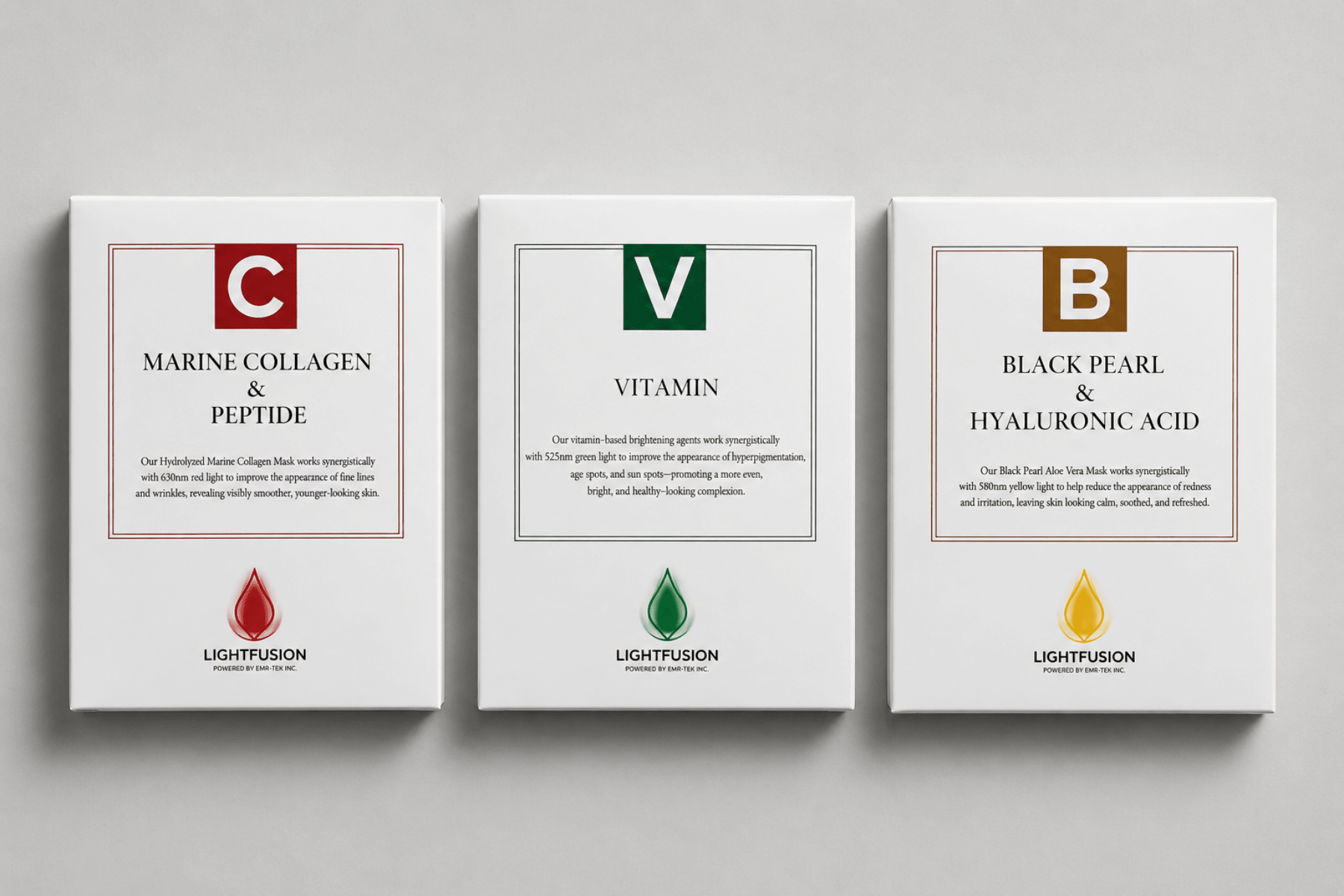 LightFusion Complete Sheet Mask Bundle – Green • Red • Yellow - USA ONLY - | EMR-TEK