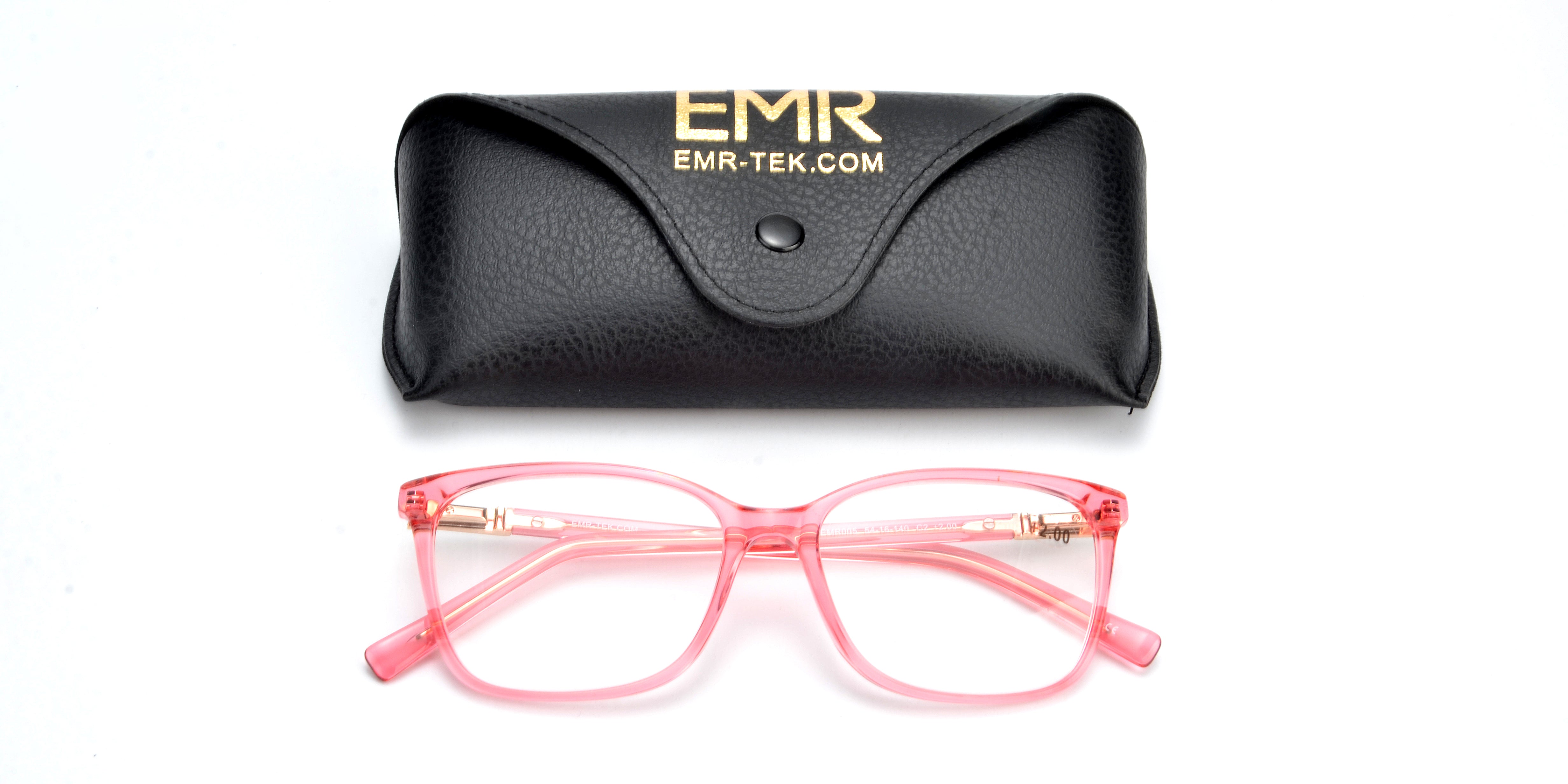 EMR-TEK Mystique eyeglasses with cover on white background