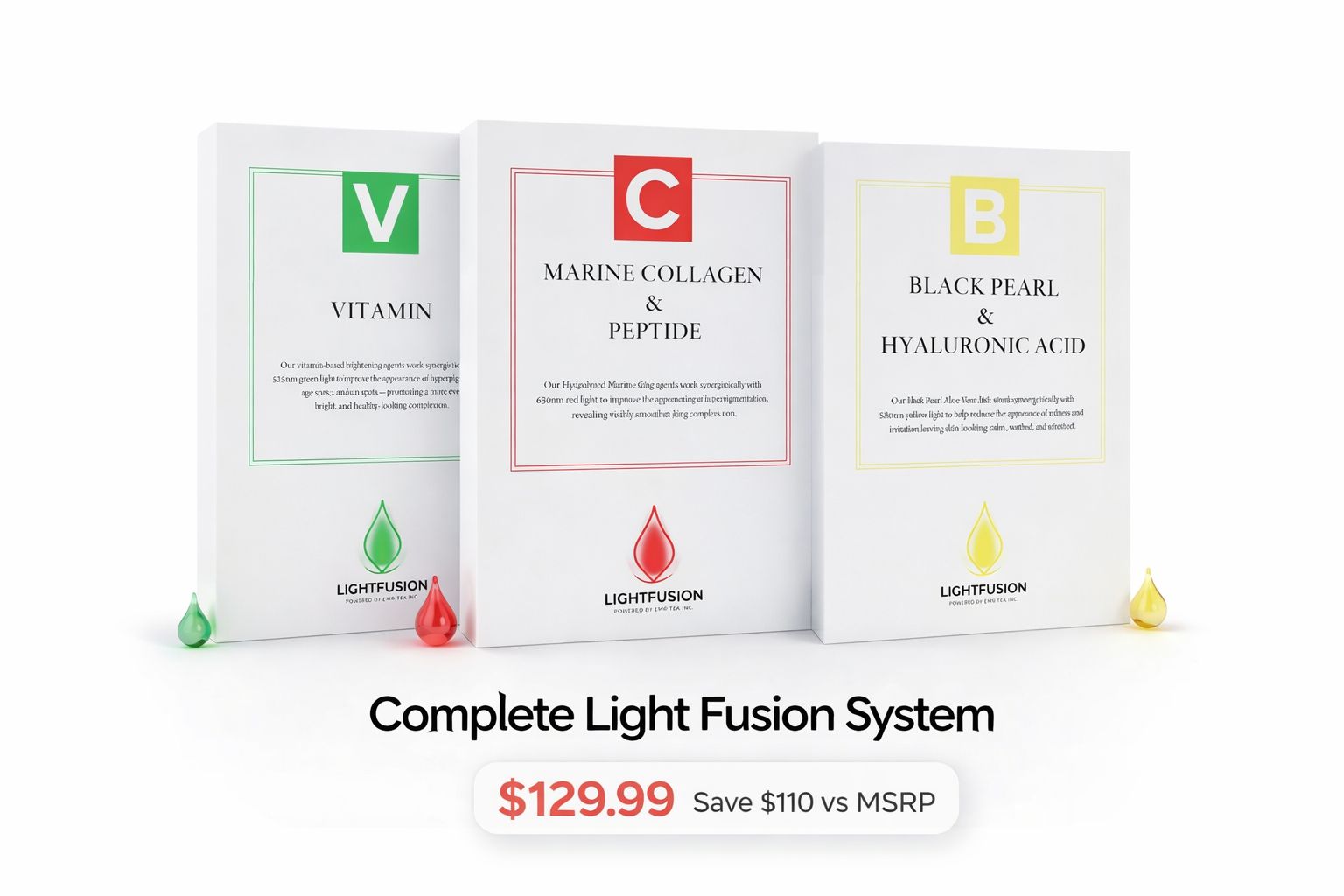 LightFusion Complete Sheet Mask Bundle – Green • Red • Yellow - USA ONLY - | EMR-TEK