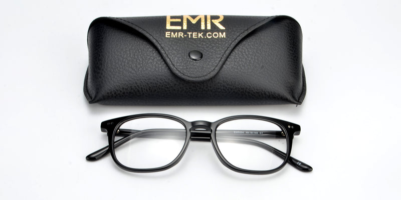 EMR-TEK Angel glasses with cover on white background